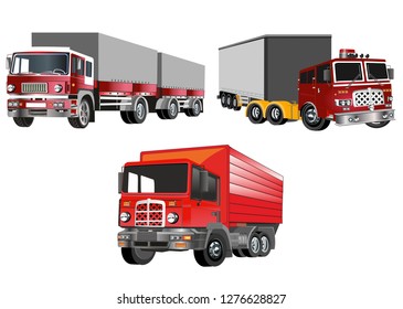 Vector trucks set, isolated on white illustration
