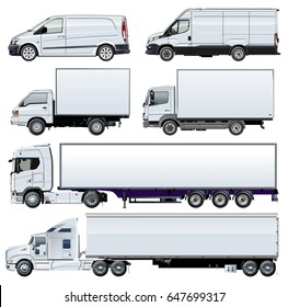 Vector trucks template for brand identity. Available EPS-10 separated by groups and layers with transparency effects for one-click repaint.