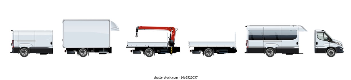 Vector trucks template set for brand identity. Available EPS-10 separated by groups and layers with transparency effects for one-click repaint.