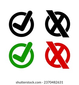 vector of true and false symbols or checklist and x