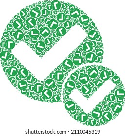 Vector true positive icon mosaic. True positive mosaic is composed from scattered self true positive parts. Fractal mosaic from true positive icon.