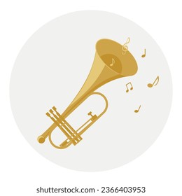 Vector trumpet icon. Flat illustration. Suitable for animation, using in web, apps, books, education projects. No transparency, solid colors only. Svg, lottie without bags. svg