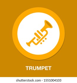 Vector Trumpet Illustration - Music Instrument Isolated, Musical Equipment Symbol