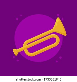 Vector Trumpet Instrument. Flat Design Illustration
