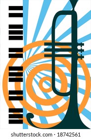 Vector trumpet and piano illustration