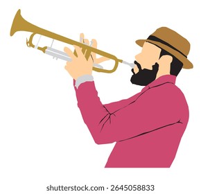 vector of trumpet player isolated