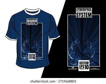 Vector T-shirt design, abstract technology concept with 3D rendering background