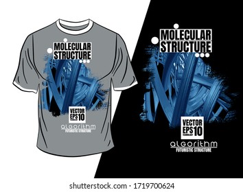 Vector T-shirt design, abstract technology concept with 3D rendering background