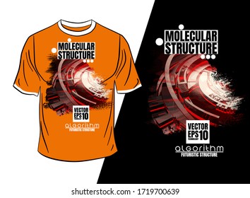 Vector T-shirt design, abstract technology concept with 3D rendering background