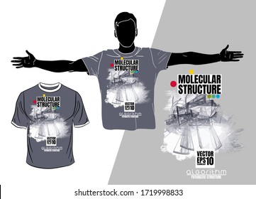 Vector T-shirt design, abstract technology concept