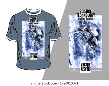 Vector T-shirt design with abstract technology concept