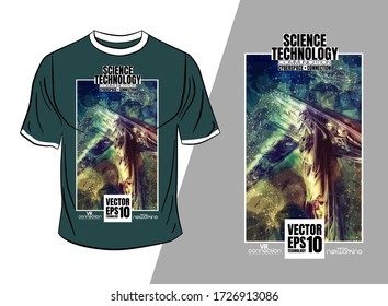 Vector T-shirt design with abstract technology concept