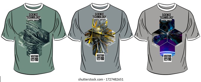 Vector T-shirt design with abstract technology concept
