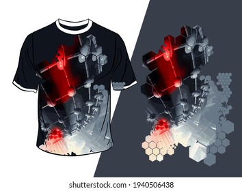 Vector T-shirt design with abstract technology concept