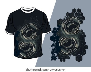 Vector T-shirt design with abstract technology concept