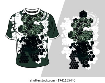 Vector T-shirt design with abstract technology concept