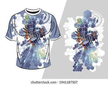 Vector T-shirt design with abstract technology concept