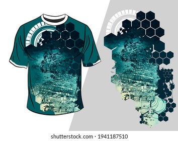 Vector T-shirt design with abstract technology concept