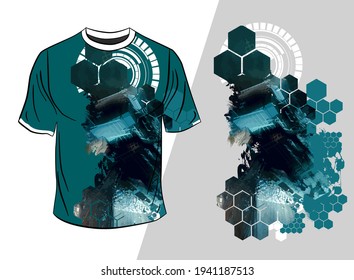 Vector T-shirt design with abstract technology concept