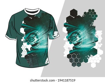 Vektor-T-Shirt-Design mit abstraktem Technologiekonzept