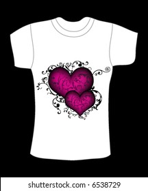 vector t-shirt design with lovely hearts
