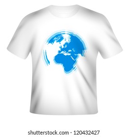 Vector t-shirt design with the map of the World