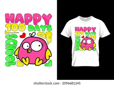 Diseño de camisetas vectoras con mensaje feliz 100 días de escuela