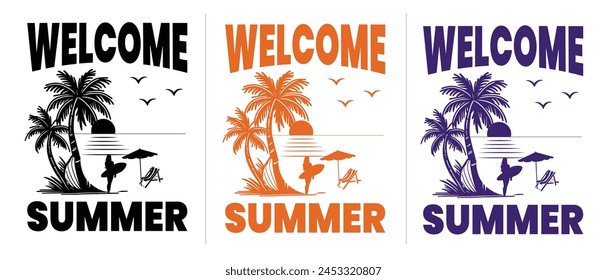 Vector Tshirt Design on summer concept or welcome Summer Tshirt Design