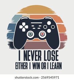 A vector t-shirt design with a silhouette of a game controller and a move effect sunset. typography design, poster design and vantage t-shirt design. vector art.