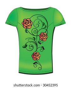 Vector T-shirt design template with roses