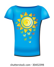 Vector T-shirt design template with sun