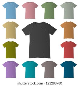 Vector t-shirt design templates in various colors