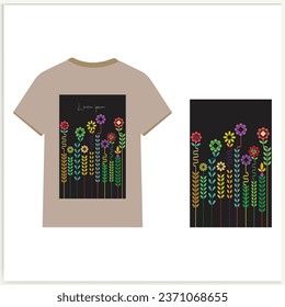 vector t-shirt design wild floral design elements flower herbs illustration