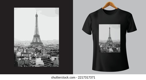 Camiseta vectorial con diseño de parís francia