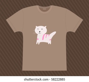 Vector. T-shirt. Goody-goody cat