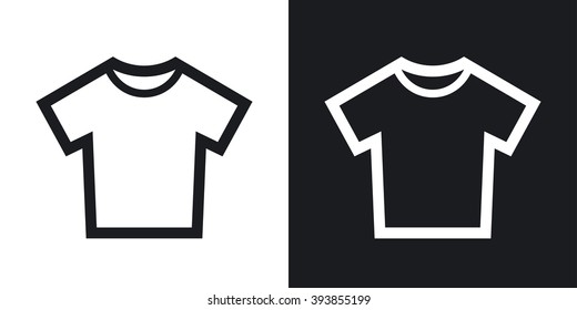 Vector T-shirt icon. Two-tone version on black and white background