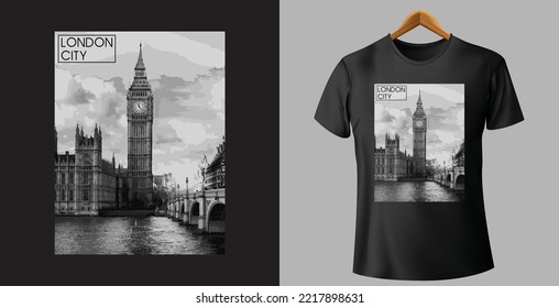 Vector t-shirt with london print design