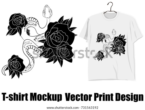 Download Vector Tshirt Mockup Print Designsnake Black Stock Vector ...