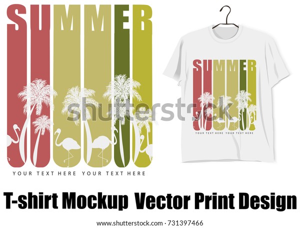 Download Vector Tshirt Mockup Print Designsummer Typographypalm Stock Vector Royalty Free 731397466