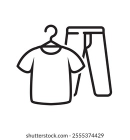 Vector of t-shirt and pant with outline design suitable for clothes icon