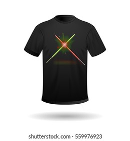 Vector T-shirt and a picture of glowing laser swords