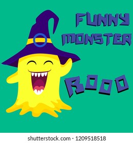 Vector t-shirt print design. Illustration with inscription and monster. Print t-shirts, background for children, stylish clothes, vintage print. Monster artwork. Hand Drawn vector illustration.