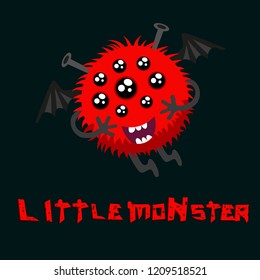 Vector t-shirt print design. Illustration with inscription and monster. Print t-shirts, background for children, stylish clothes, vintage print. Monster artwork. Hand Drawn vector illustration.