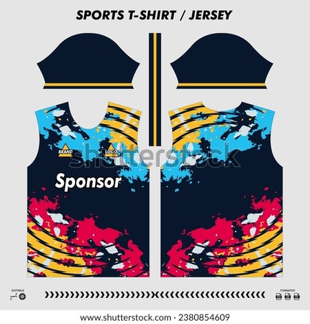 Vector t-shirt sport design, sublimation jersey, mockup cutting