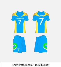 vector t-shirt sport design template,volleyball, Soccer or football jersey mockup,uniform front and back view.