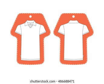 Vector t-shirt tag template front, back view. Vector t-shirt tag isolated on white.