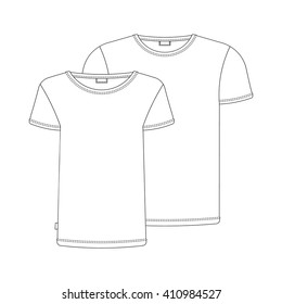 Vector t-shirt template. Vector t-shirts isolated on white. Vector white tshirt for your design.