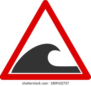 Vector tsunami warning flat icon. Vector pictogram style is a flat symbol tsunami warning icon on a white background.