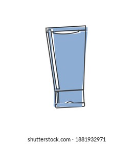 Tubo vectorial y caricatura de icono de cuidado facial sobre fondo blanco aislado.