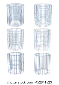 vector tube grid shape on white background.